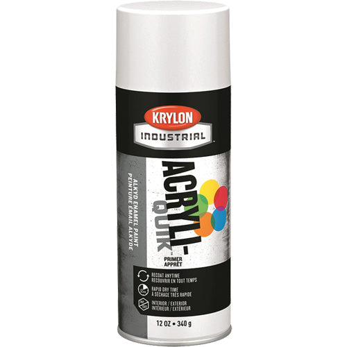 Krylon Industrial Acryli-Quik™ Lacquer, White, Very Flat, 12 oz., Aerosol Can