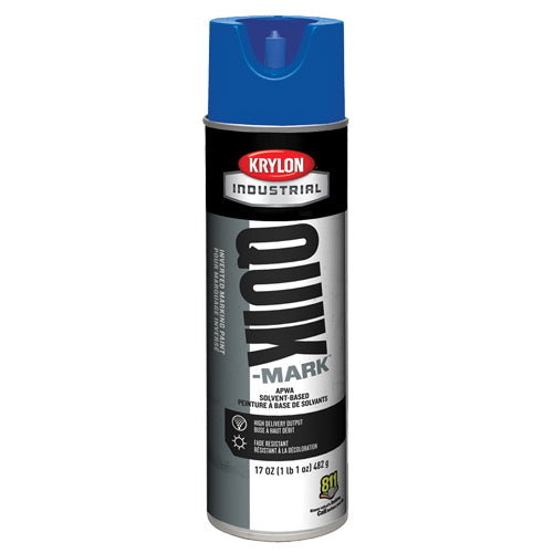 Krylon Industrial Quik-Mark Solvent-Based Inverted Marking Paint, 17 oz., Aerosol Can, Blue